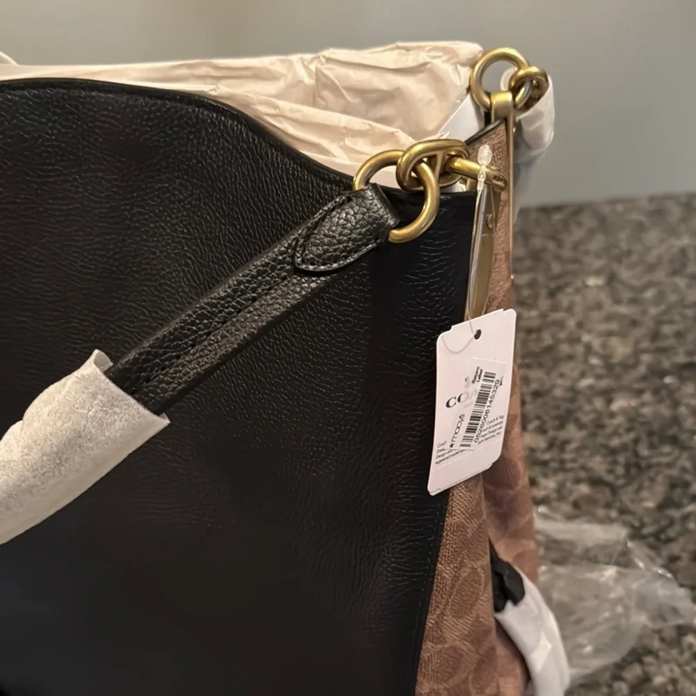 Coach Black leather and coated canvas Brown Women's Bag NWT - Picture 6 of 15